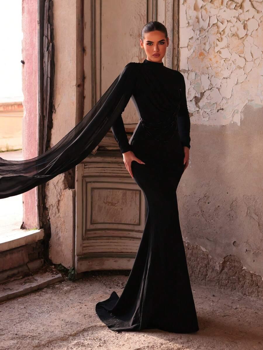 CZARNA MAXI SUKIENKA