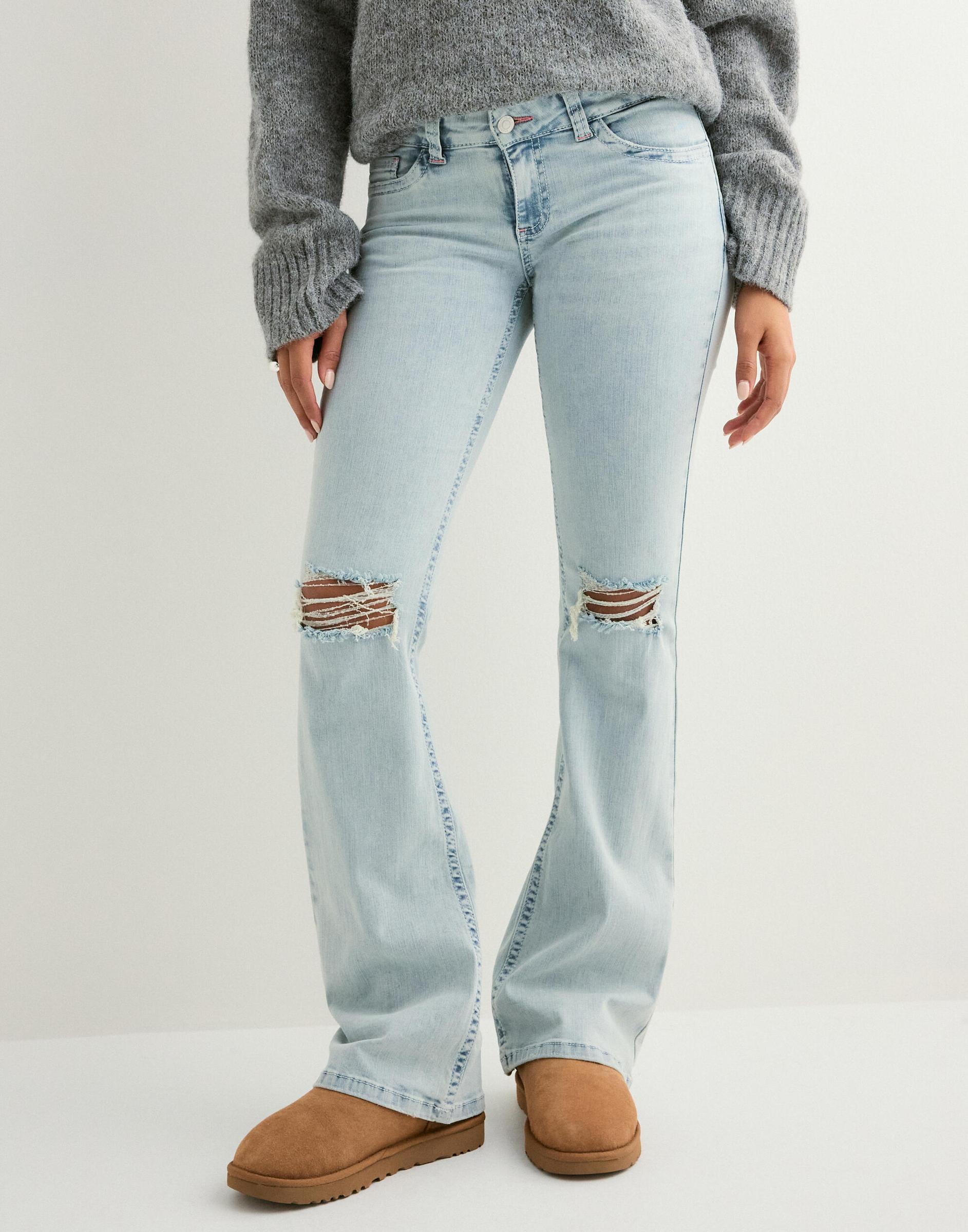 SPODNIE JEANS BOOTCUT DZIURY