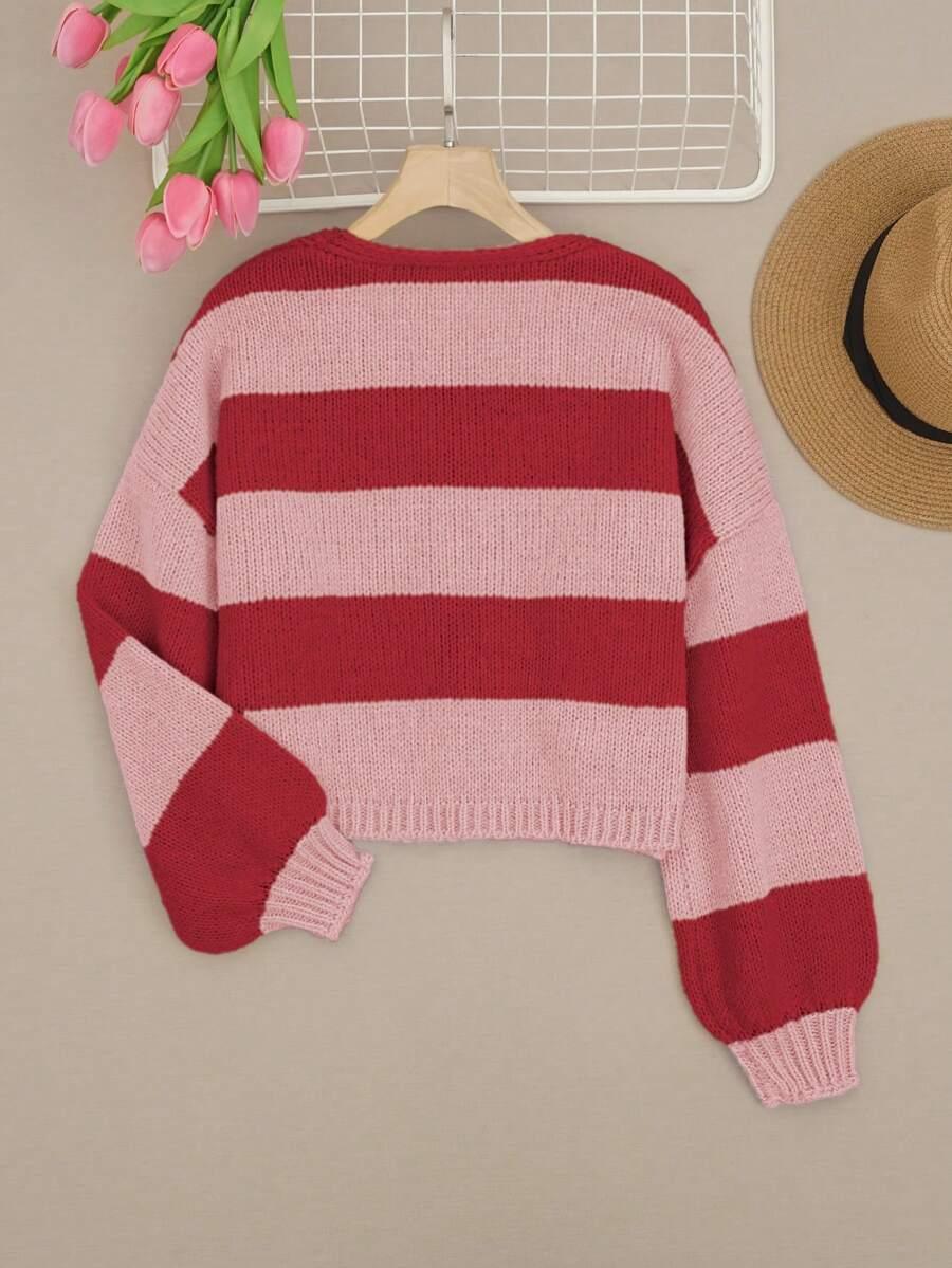 wiązany sweter wzór paski 