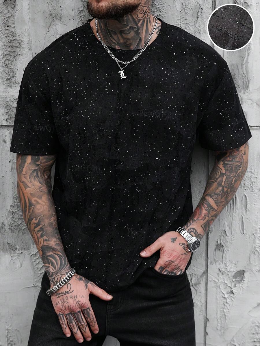 CZARNY T-SHIRT POŁYSK 