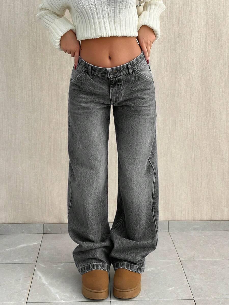 SZARE SPODNIE JEANS 