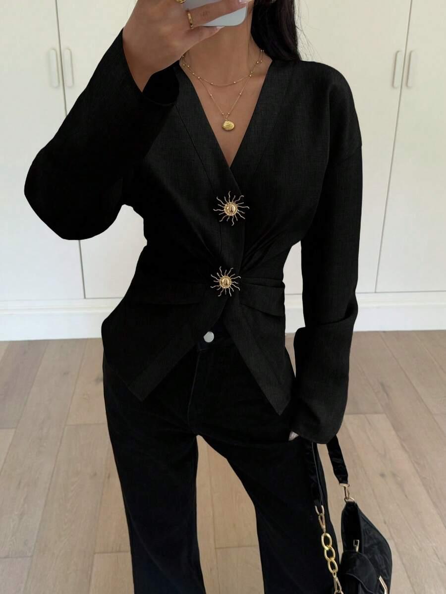 CZARNA KOSZULA V NECK 