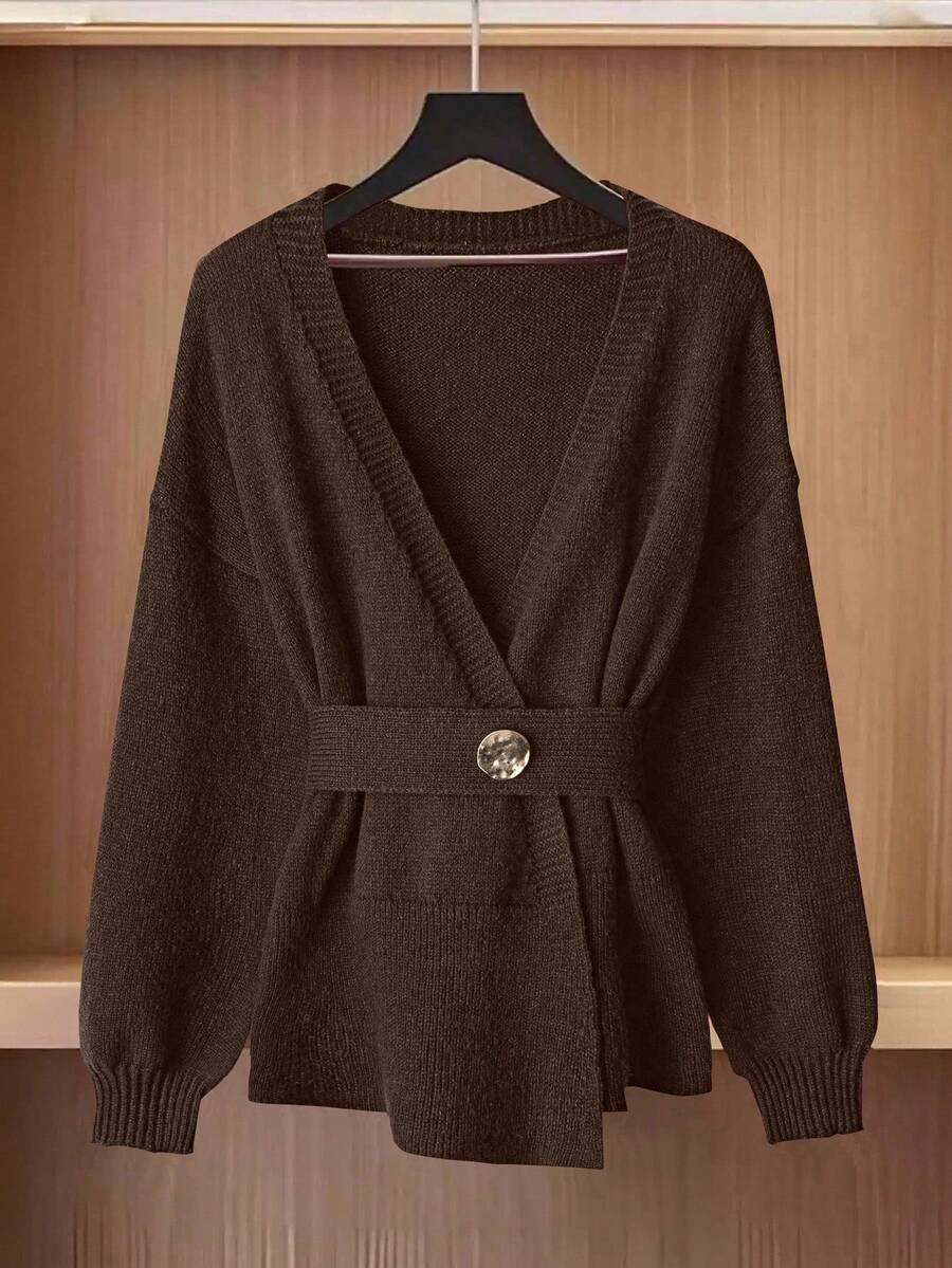 BRĄZOWY SWETER WIĄZANIE