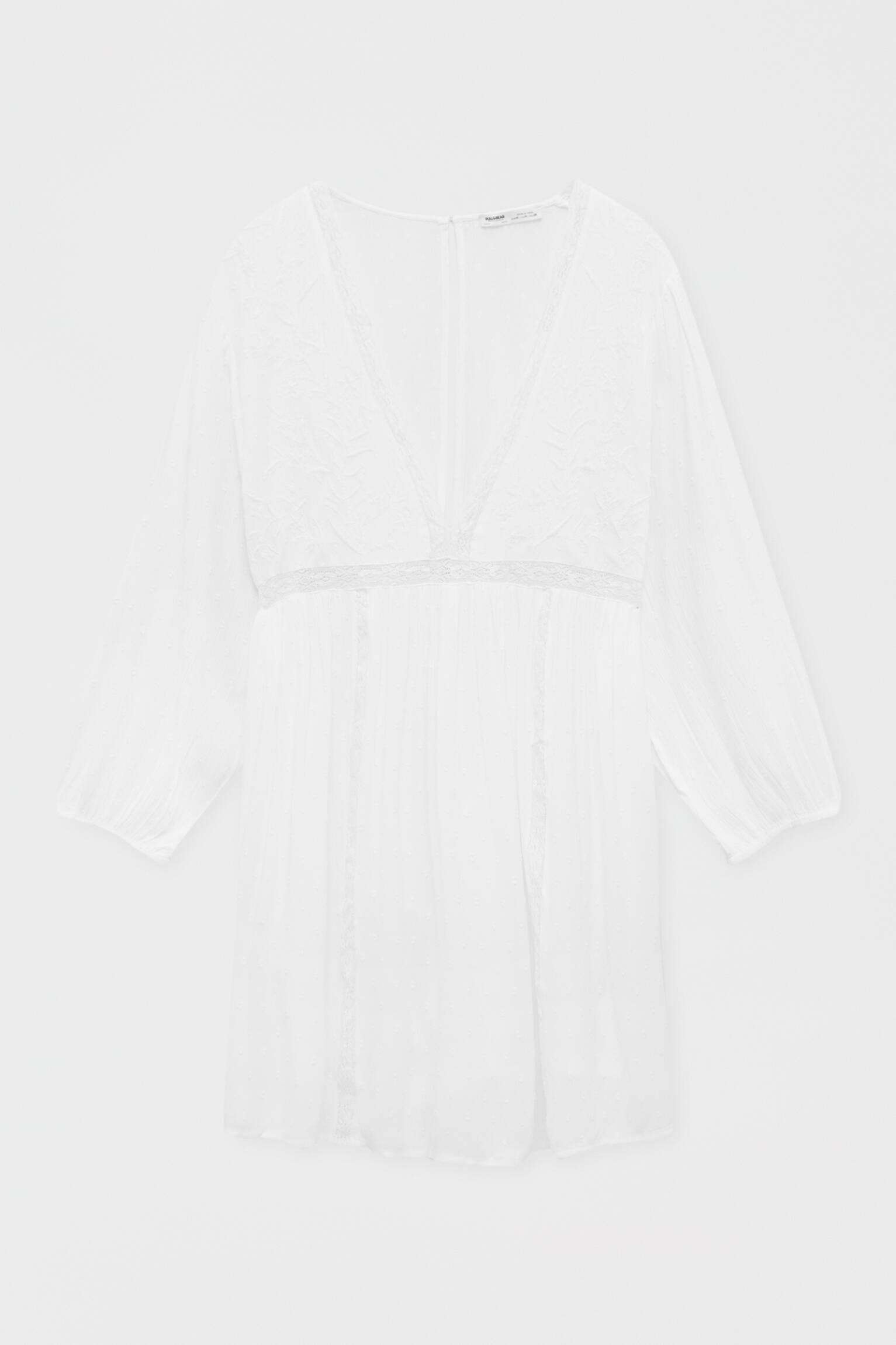 biały kombinezon v neck koronka