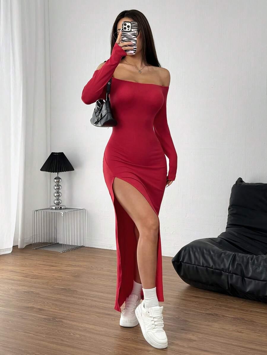 czerwona maxi sukienka 