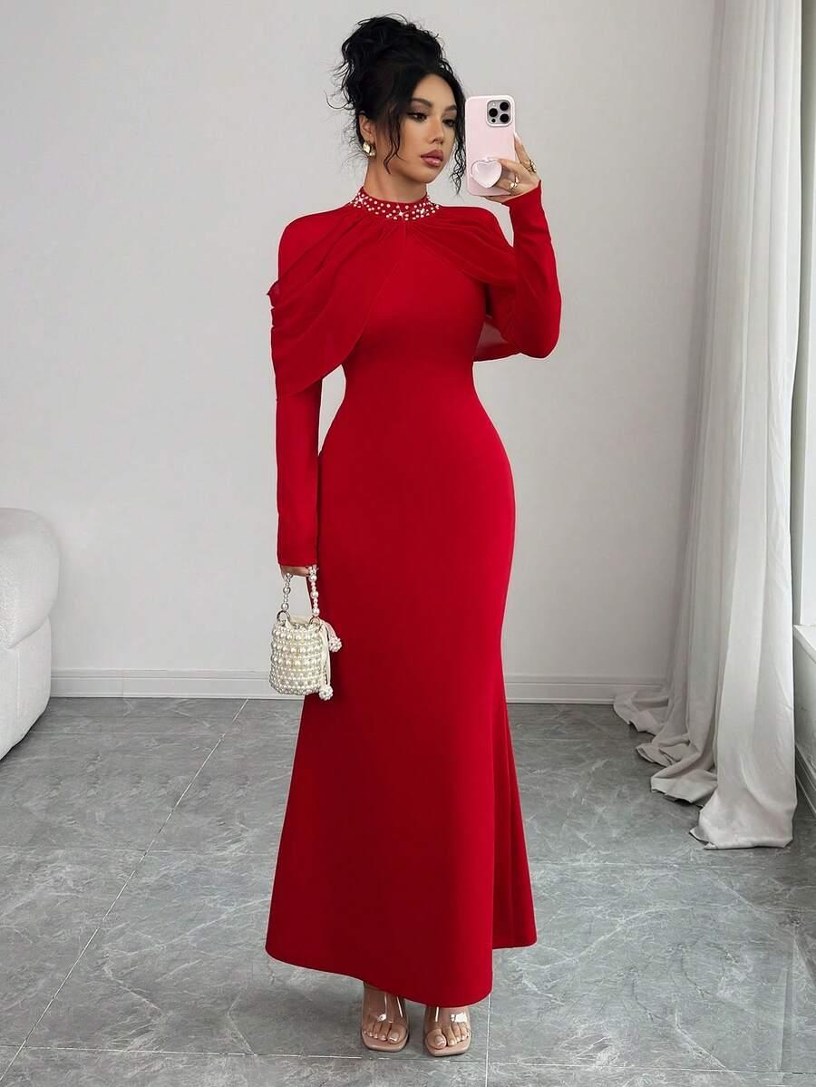 CZERWONA MAXI SUKIENKA