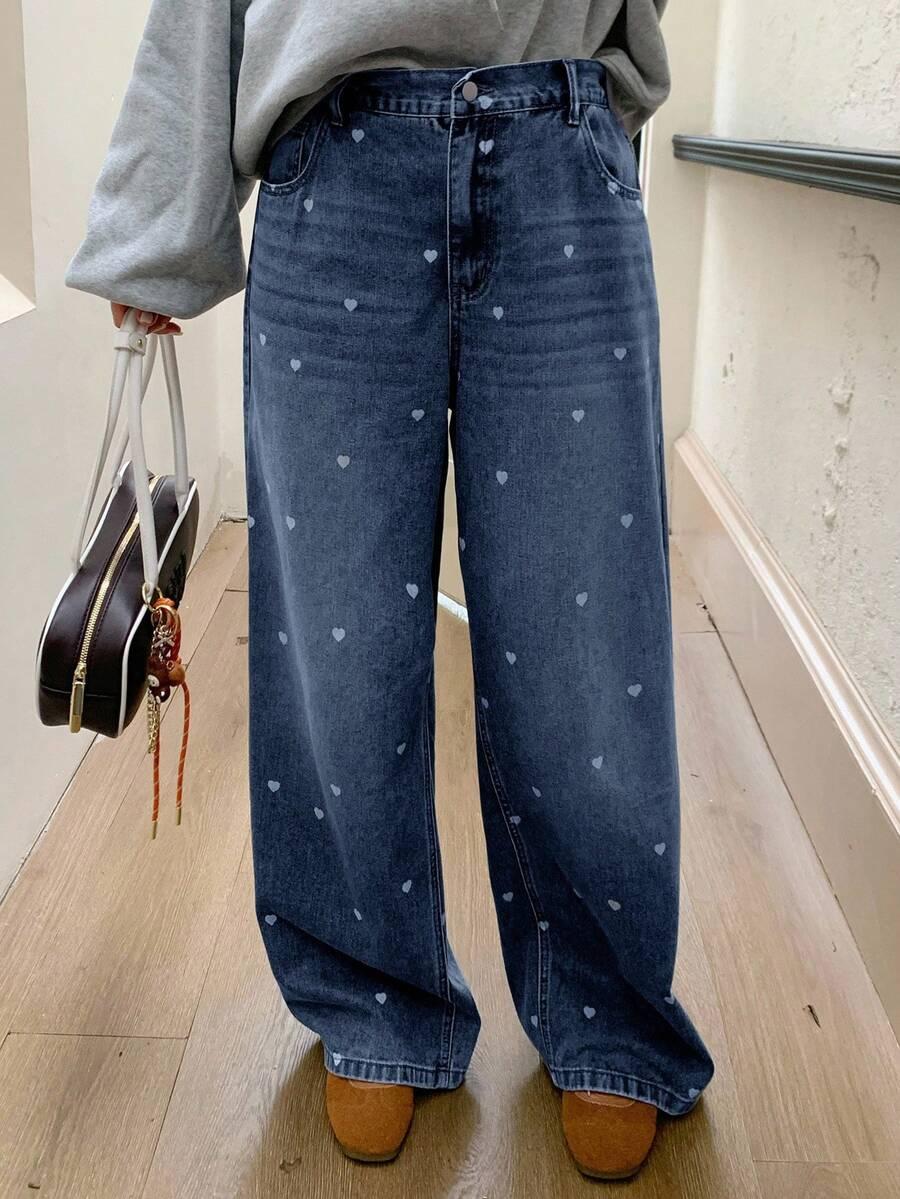 NIEBIESKIE SPODNIE JEANS PRINT