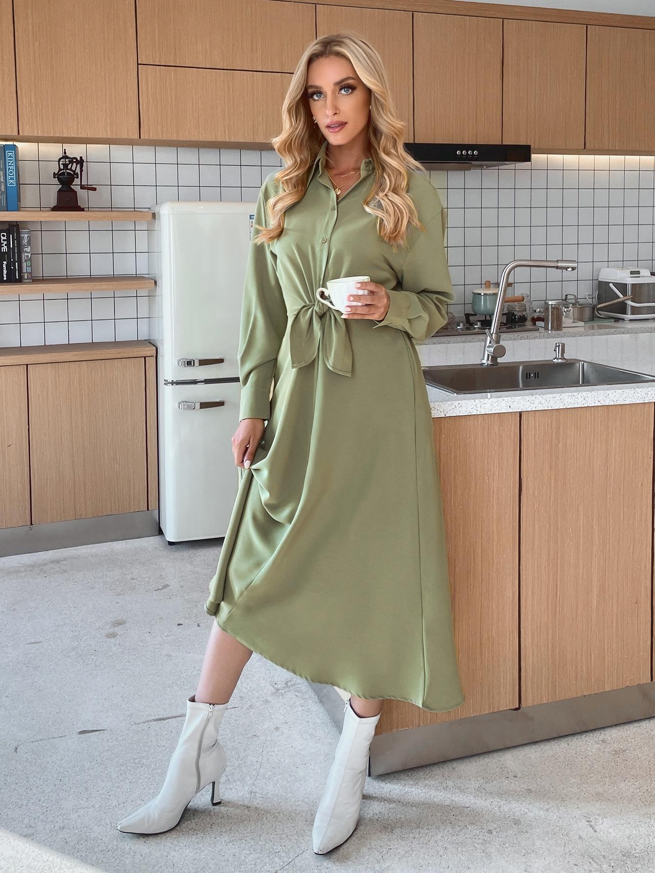 ZIELONA KOSZULOWA SUKIENKA 