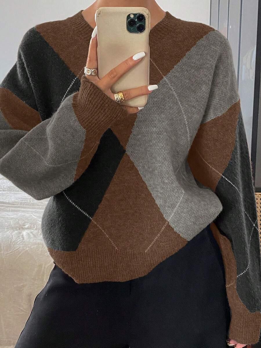 SWETER V-NECK PRINT