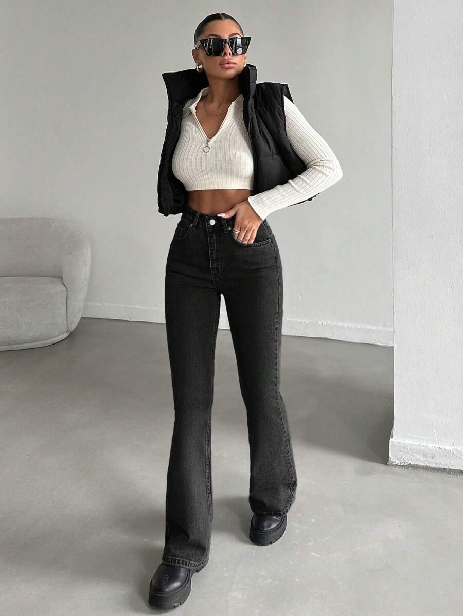 CZARNE SPODNIE JEANS 