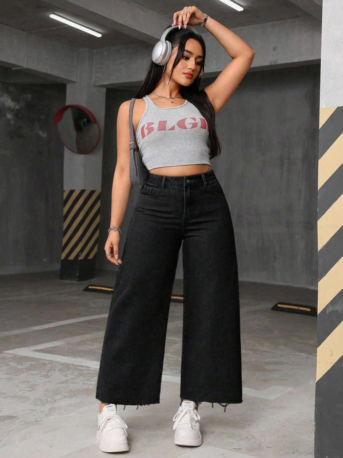 CZARNE SPODNIE JEANS 