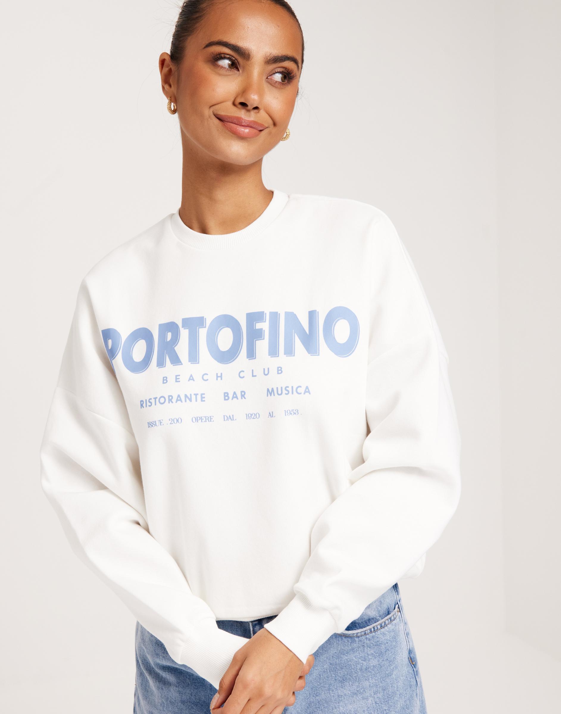 biała bluza oversize napisy Portofino
