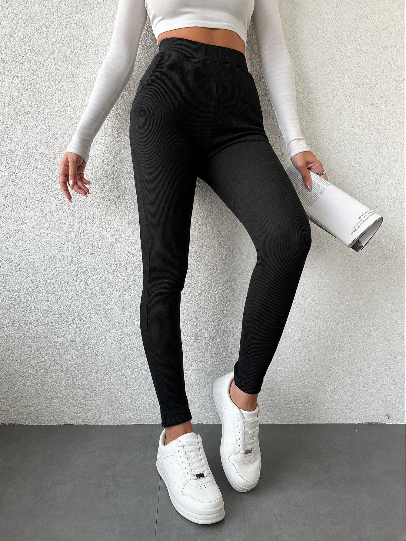 czarne legginsy kieszenie