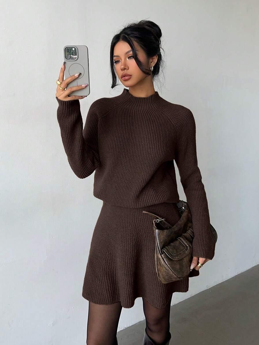 brązowy sweter długi rękaw