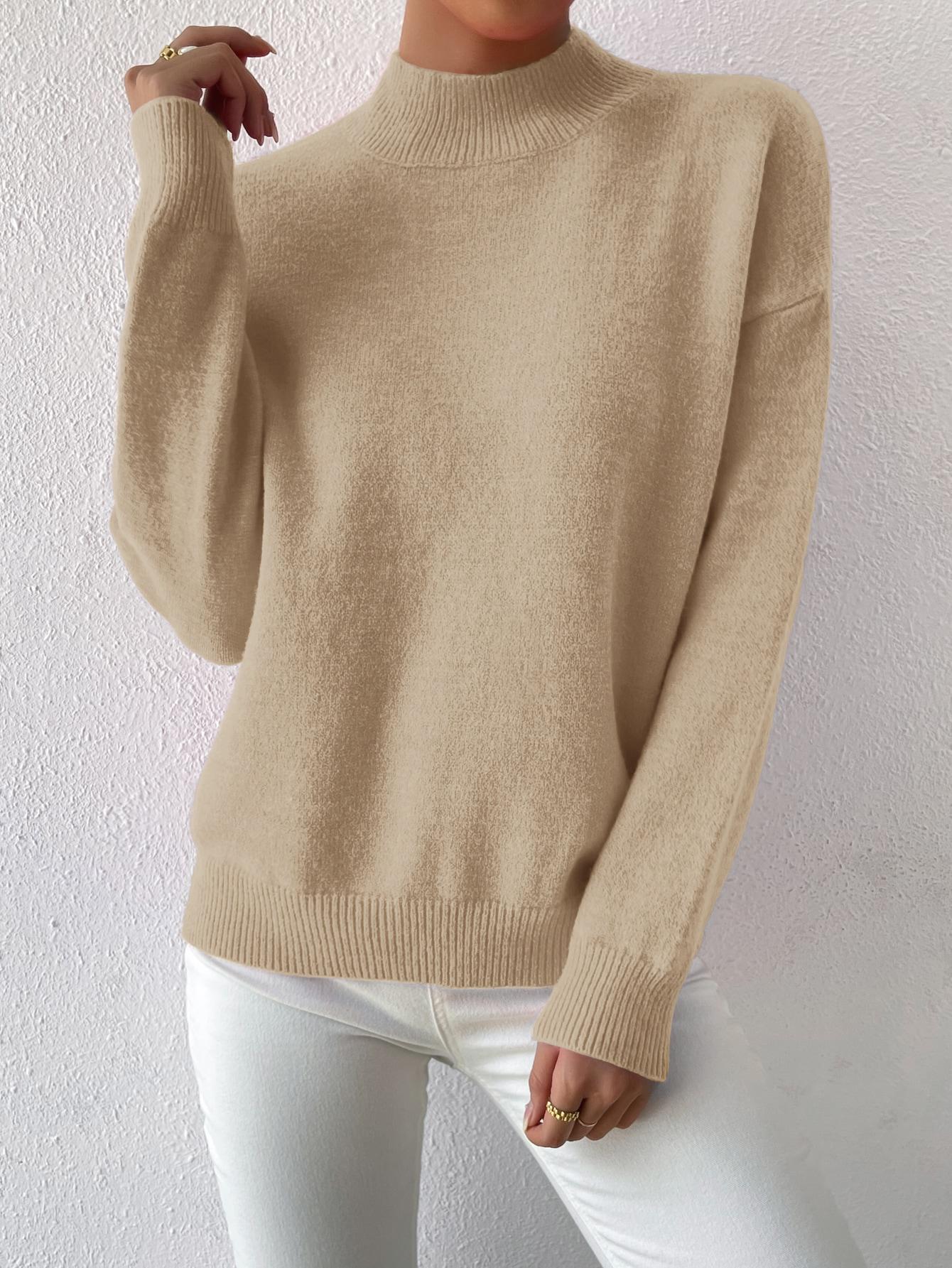 BEŻOWY SWETER PÓŁGOLF