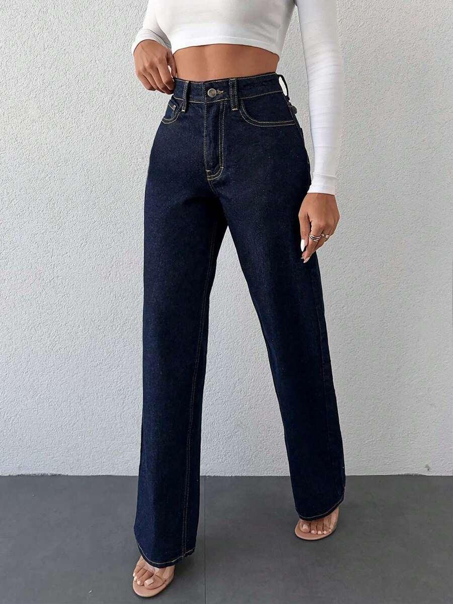 GRANATOWE SPODNIE JEANS 