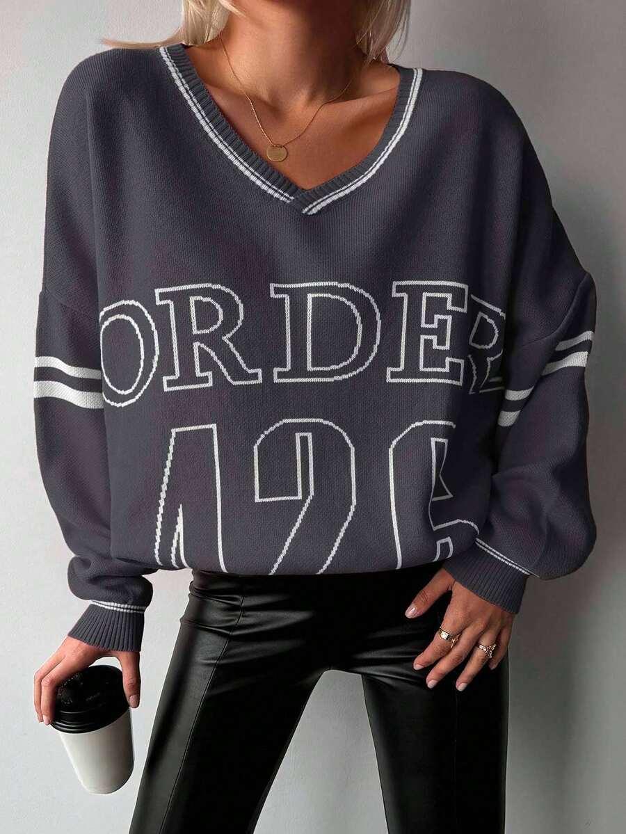 sweter długi rękaw v neck