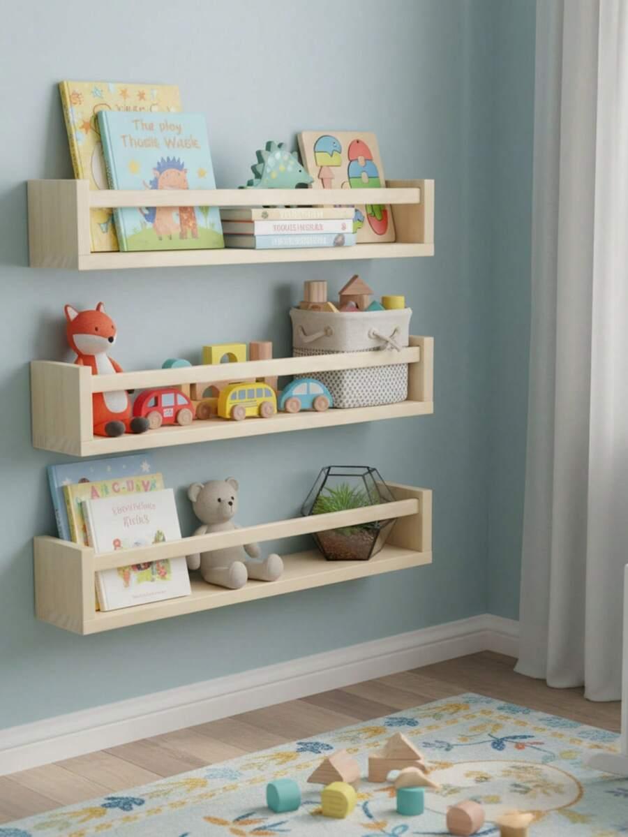 DREWNIANA WISZĄCA PÓŁKA 3-PACK