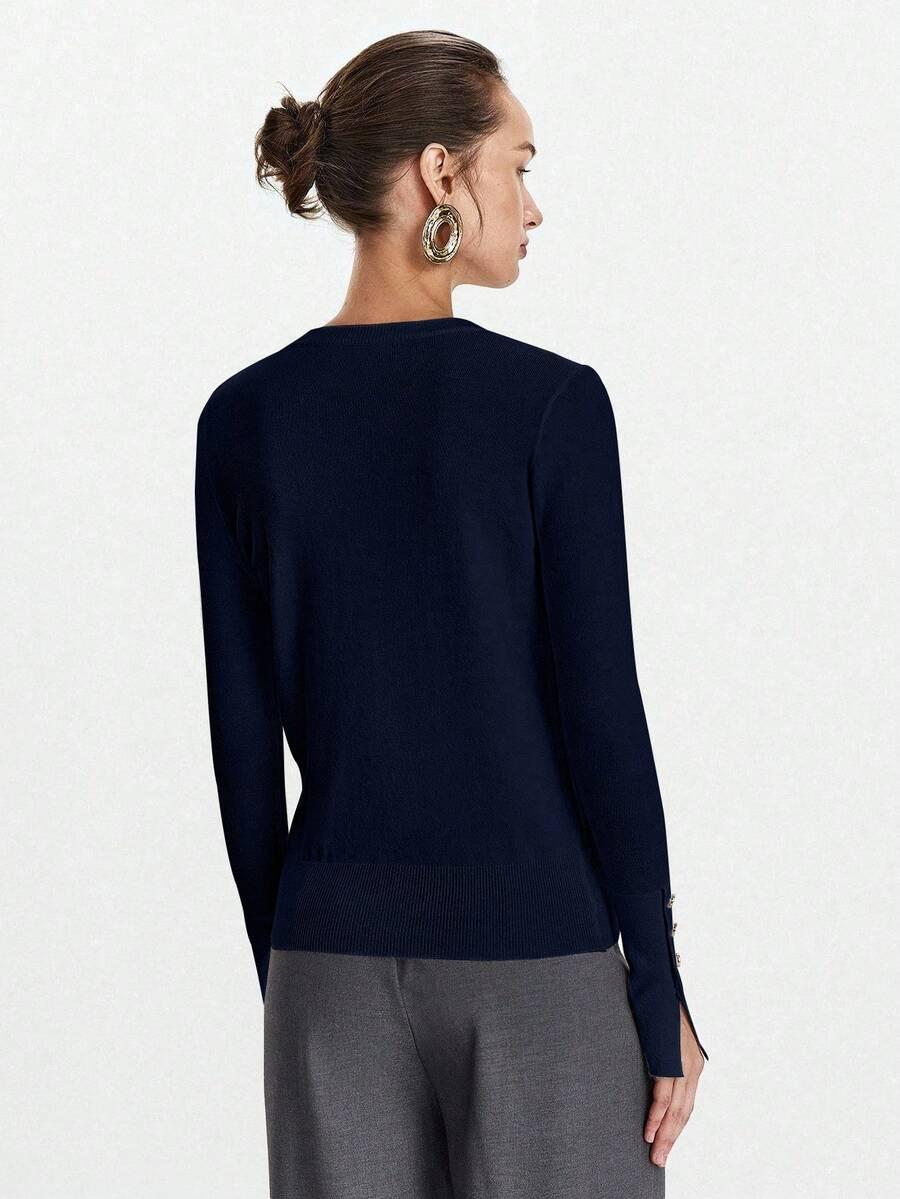 GRANATOWY SWETER GUZIKI