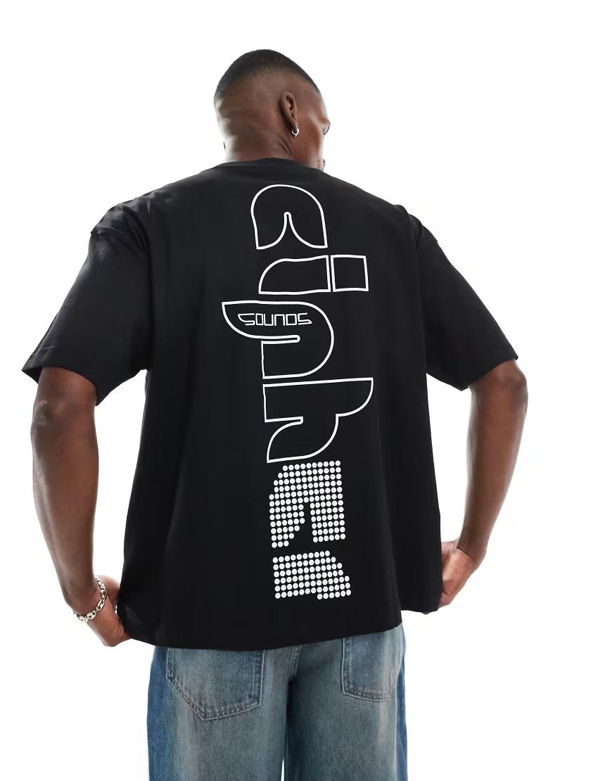 CZARNY T-SHIRT NADRUK