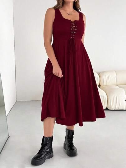 czerwona midi sukienka 