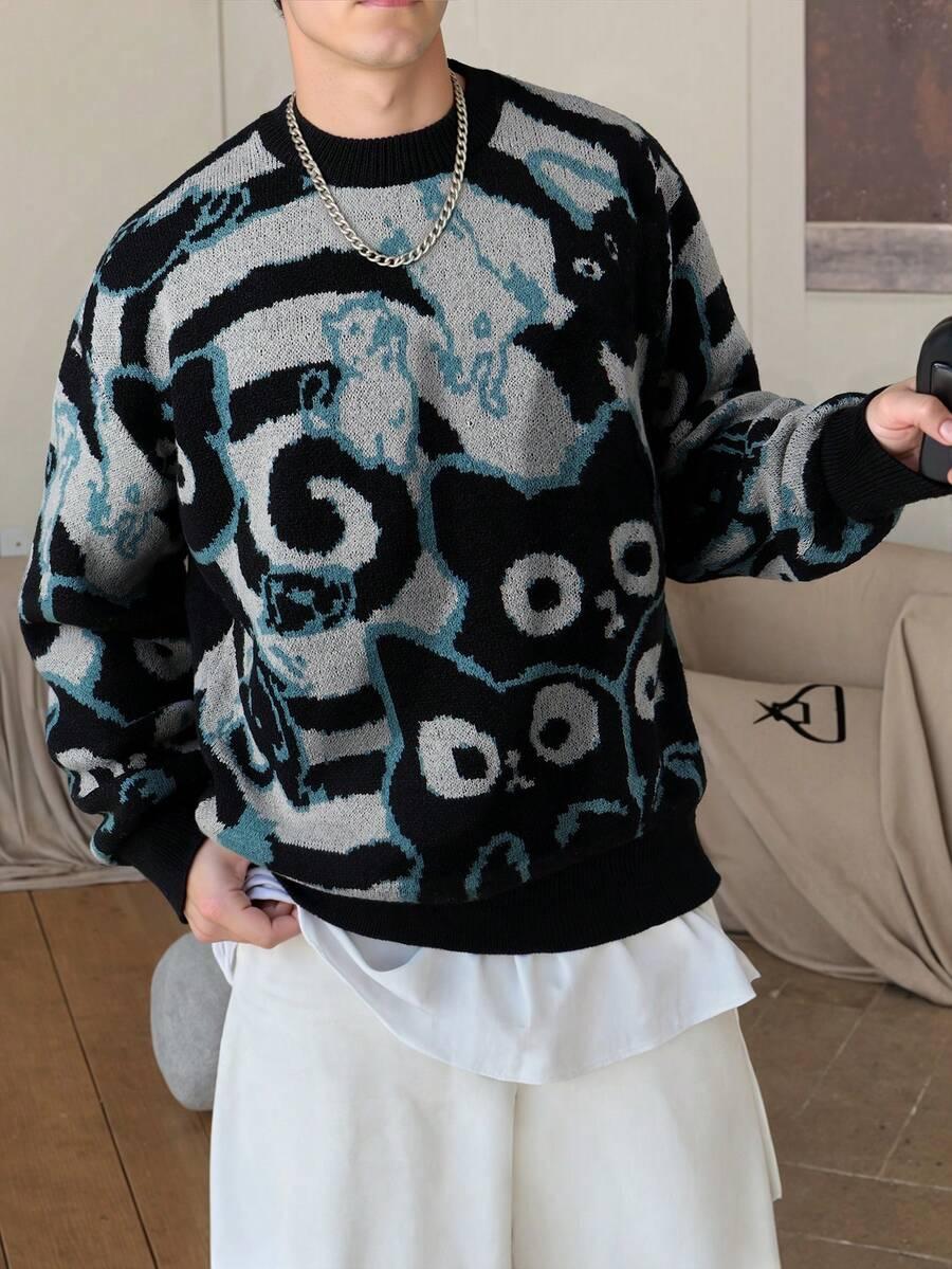 sweter okrągły dekolt wzór