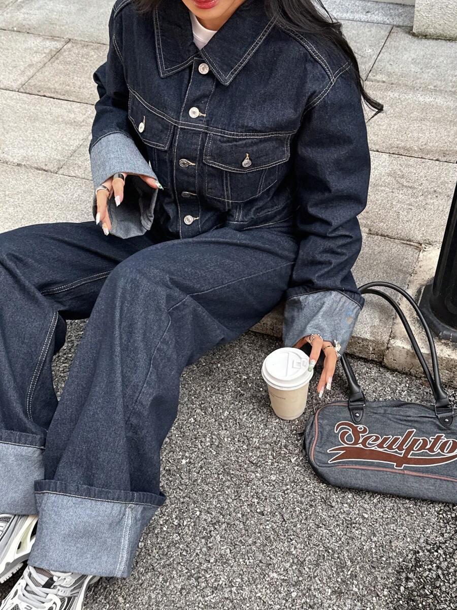 GRANATOWA KURTKA JEANS