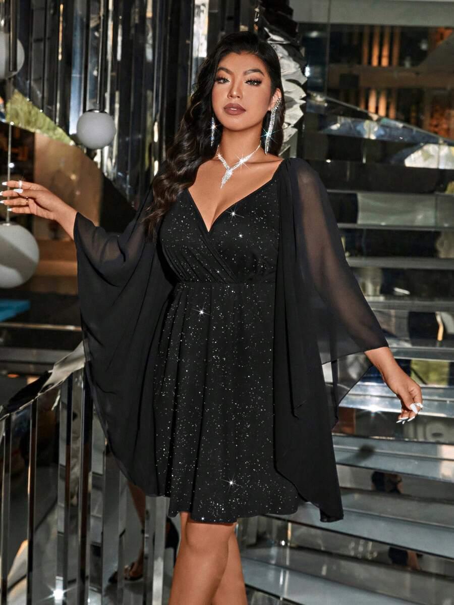 CZARNA SUKIENKA ŁĄCZENIE POŁYSK