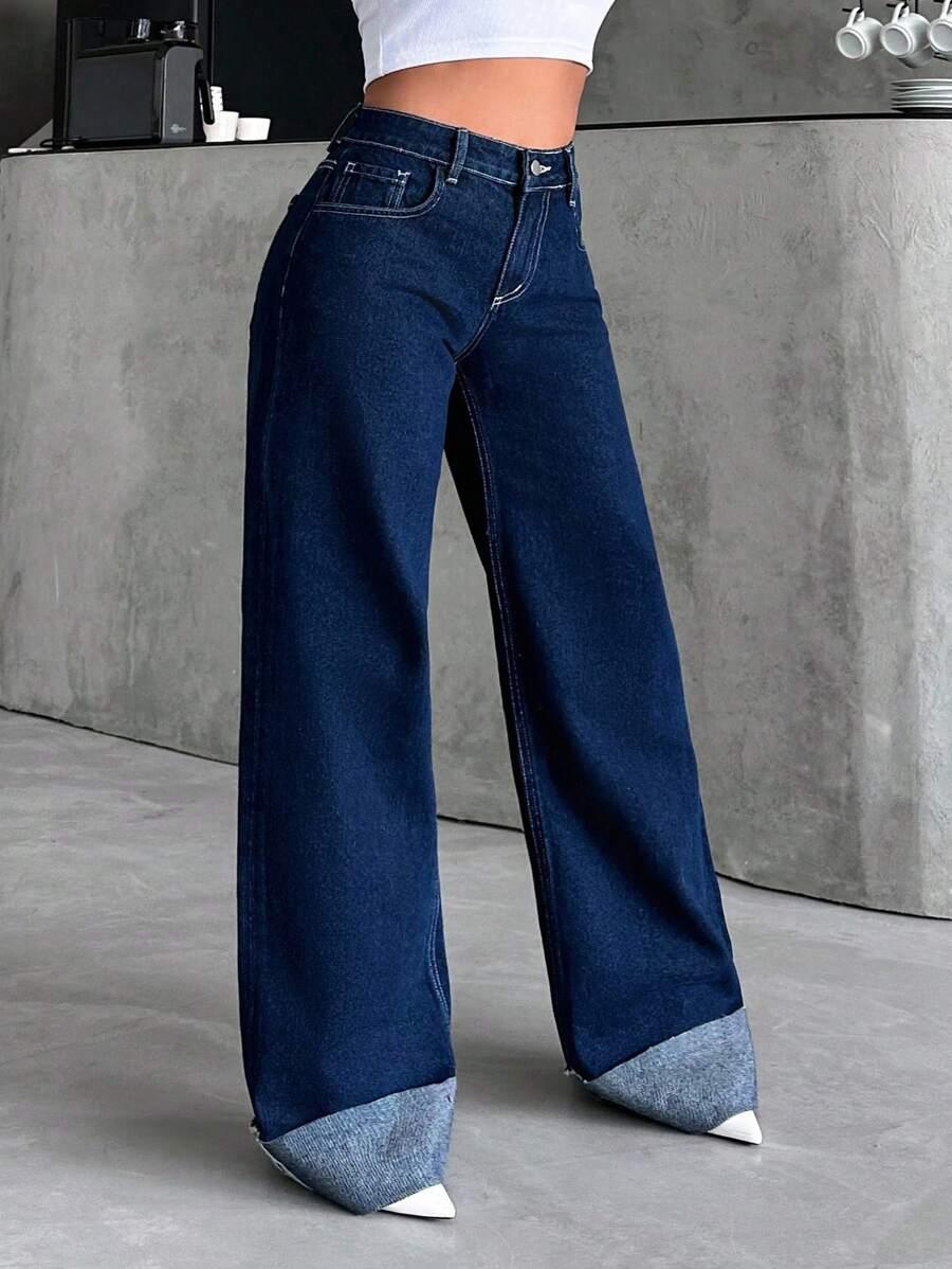 GRANATOWE SPODNIE JEANS