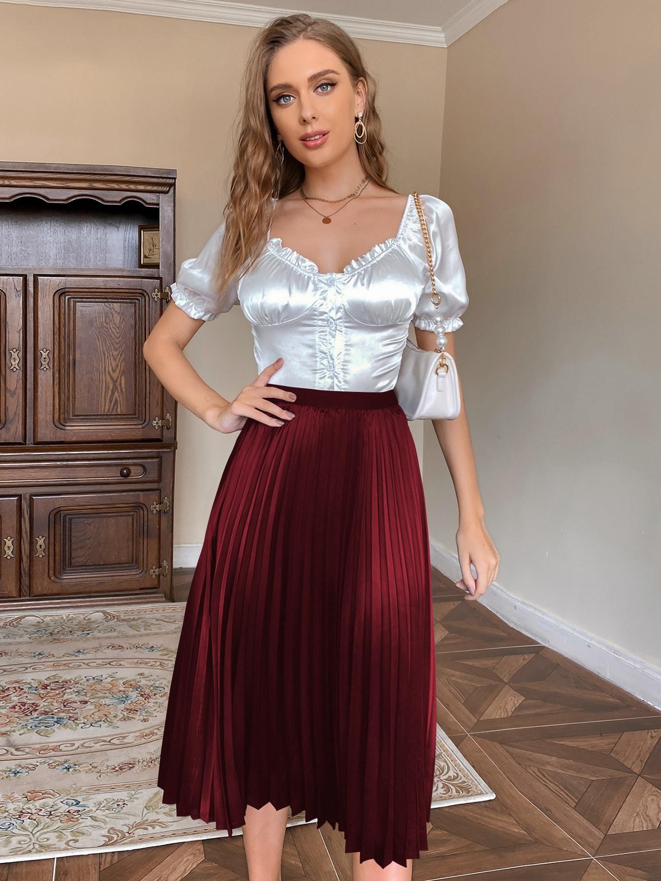 czerwona SPÓDNICA PLISOWANA 