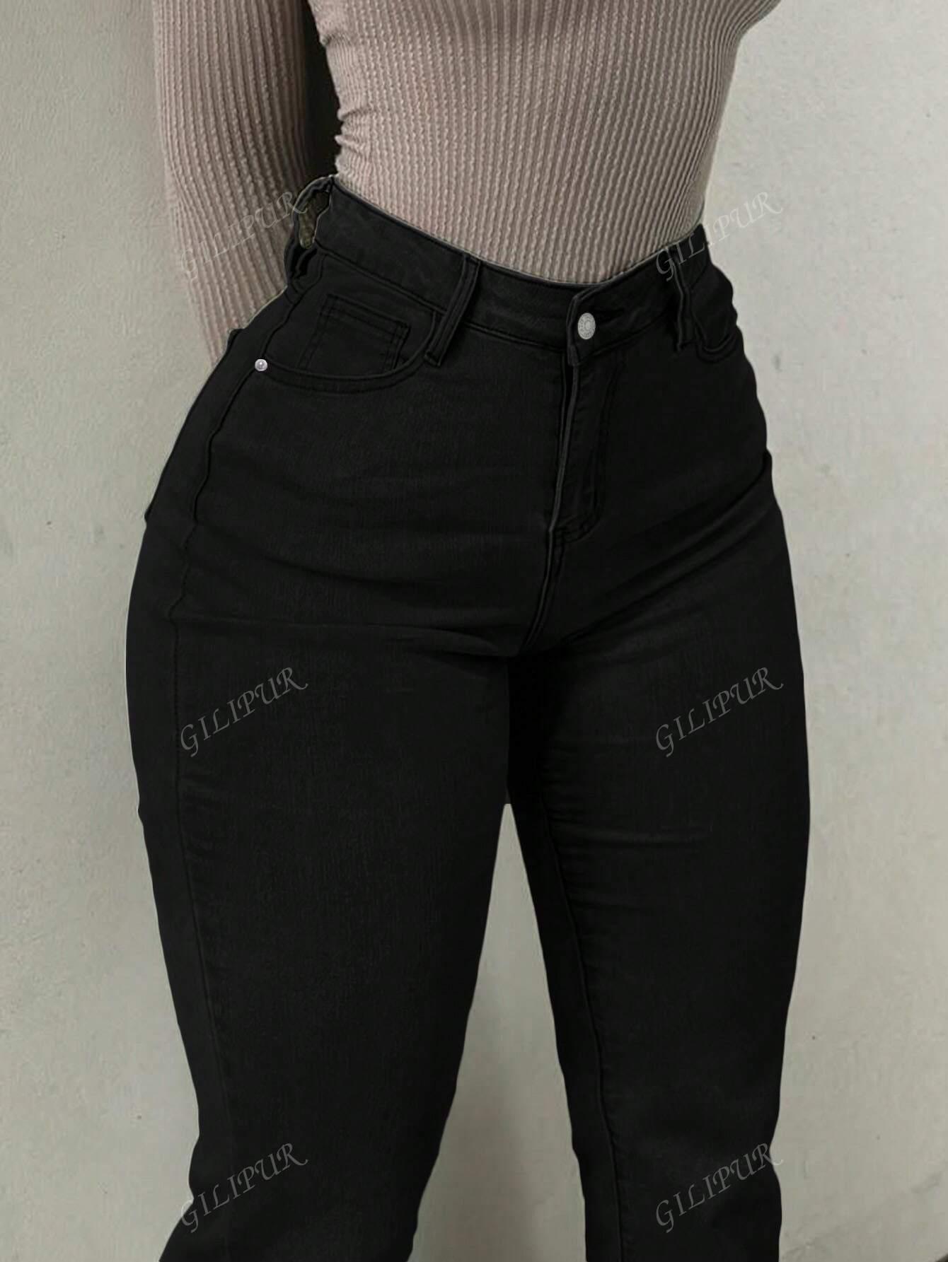 CZARNE SPODNIE JEANS 