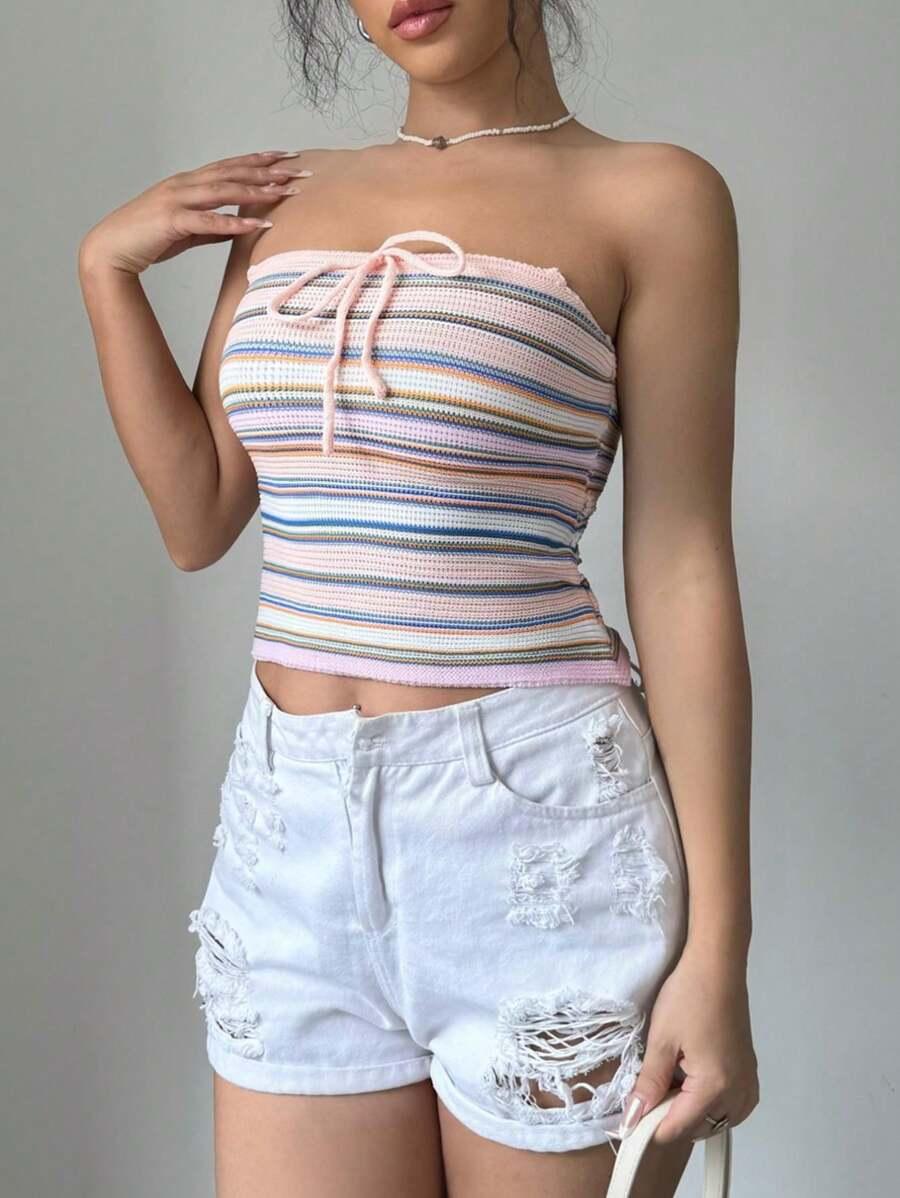 dzianinowy top w paski