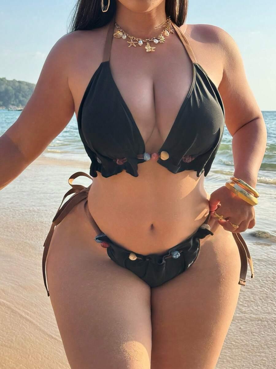 czarny dół od bikini zdobienie