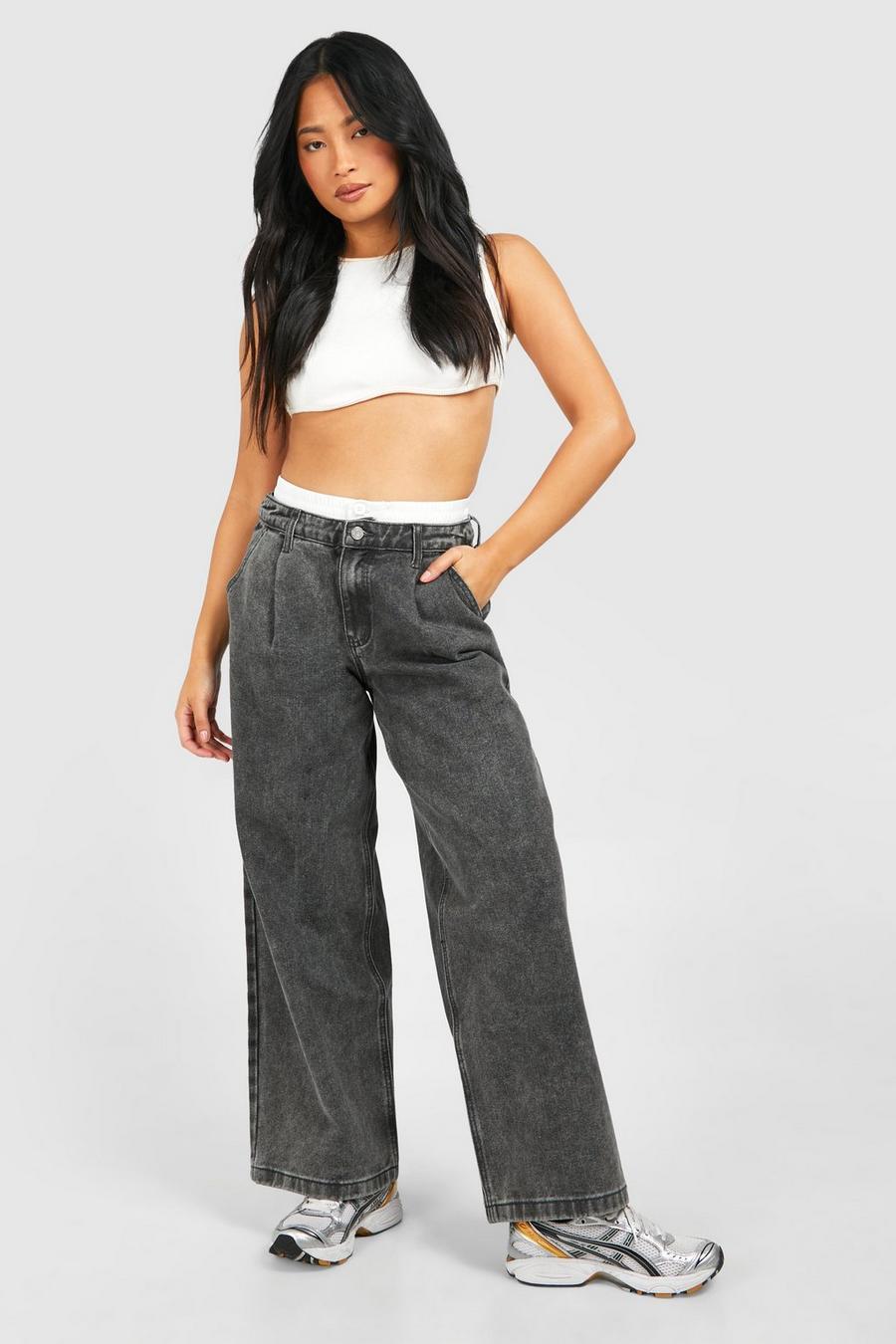SZARE SPODNIE JEANS KONTRAST 