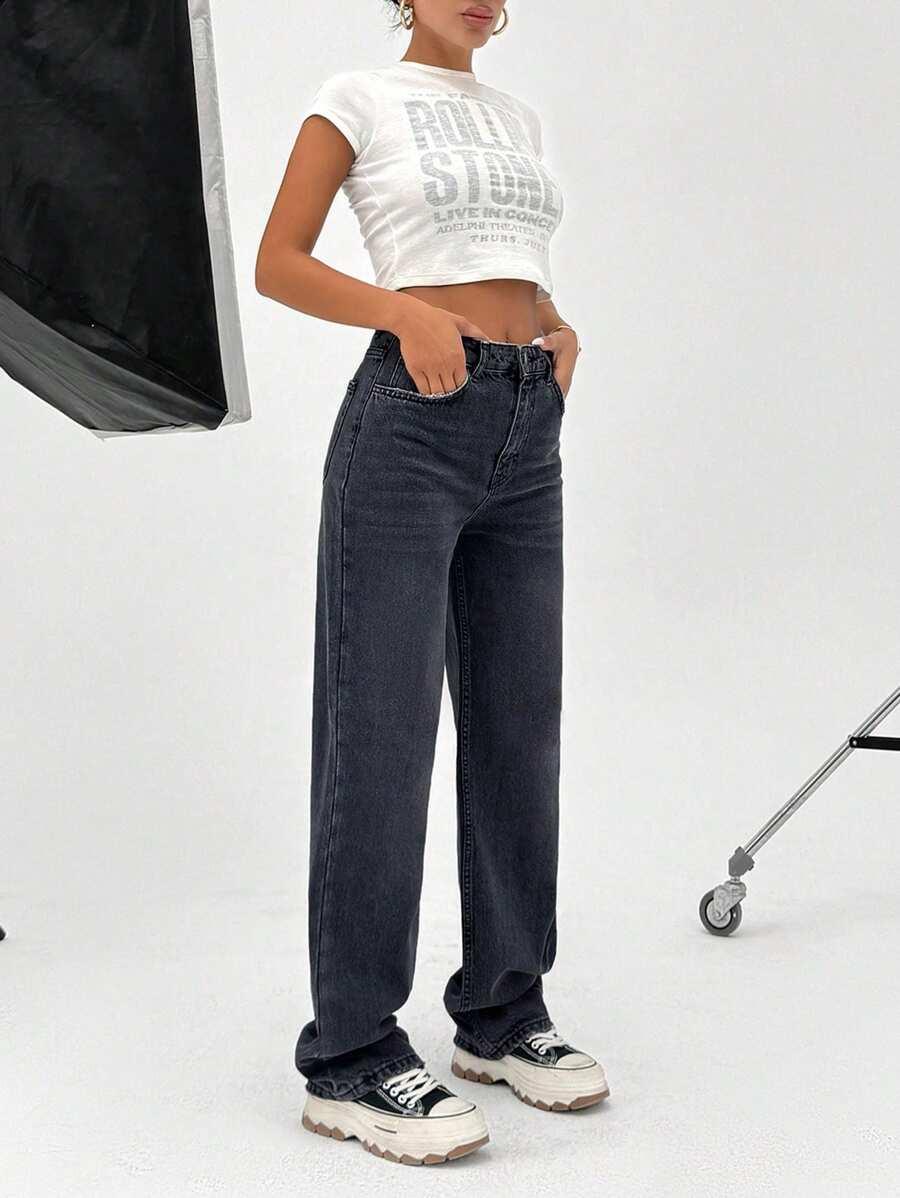 CZARNE SPODNIE JEANS
