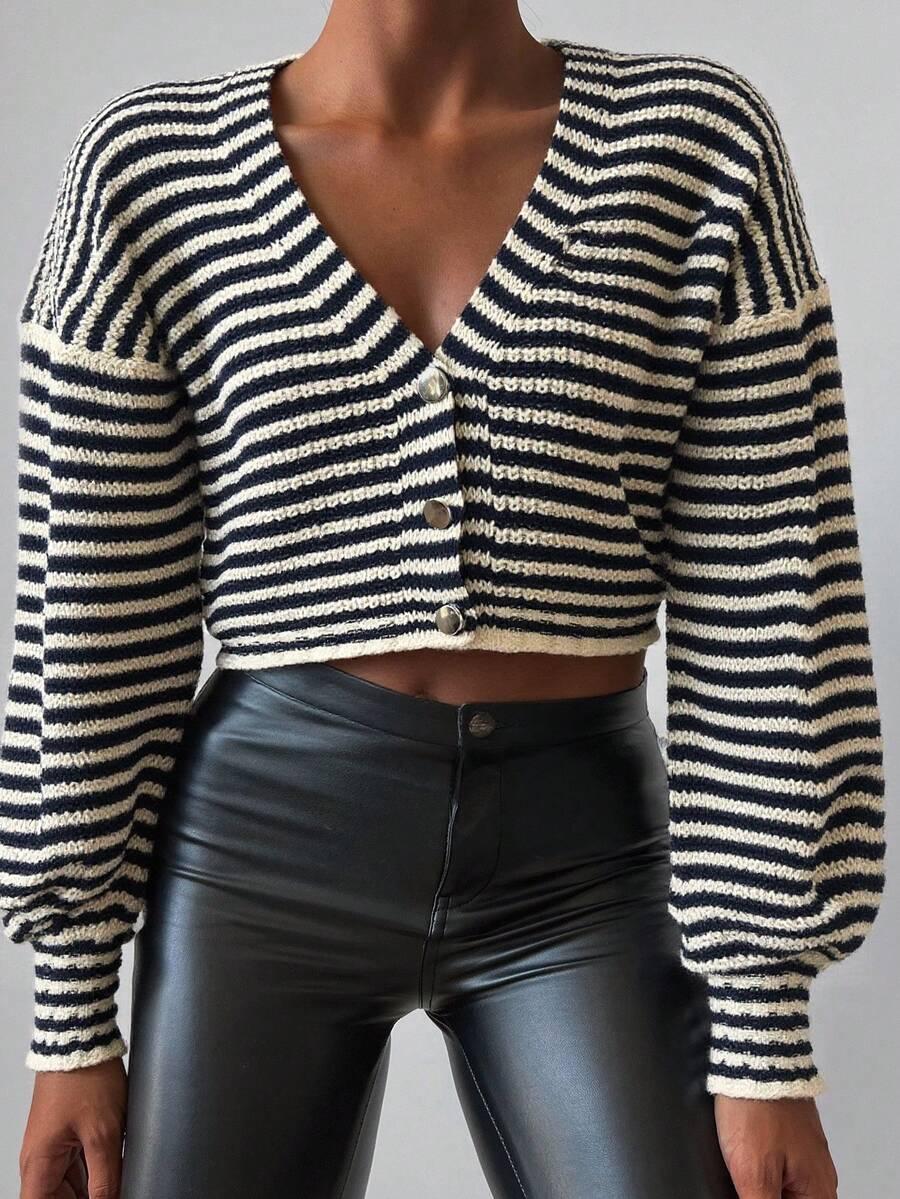 rozpinany sweter w paski
