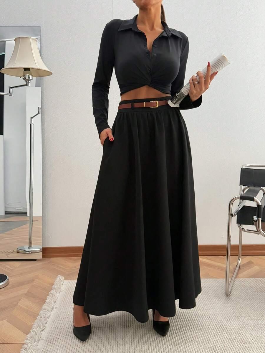 czarna maxi spódnica 