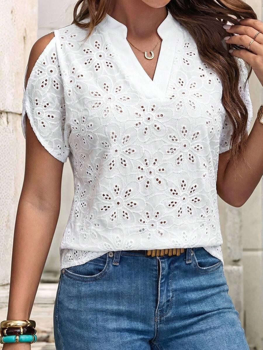 BIAŁA BLUZKA V-NECK 