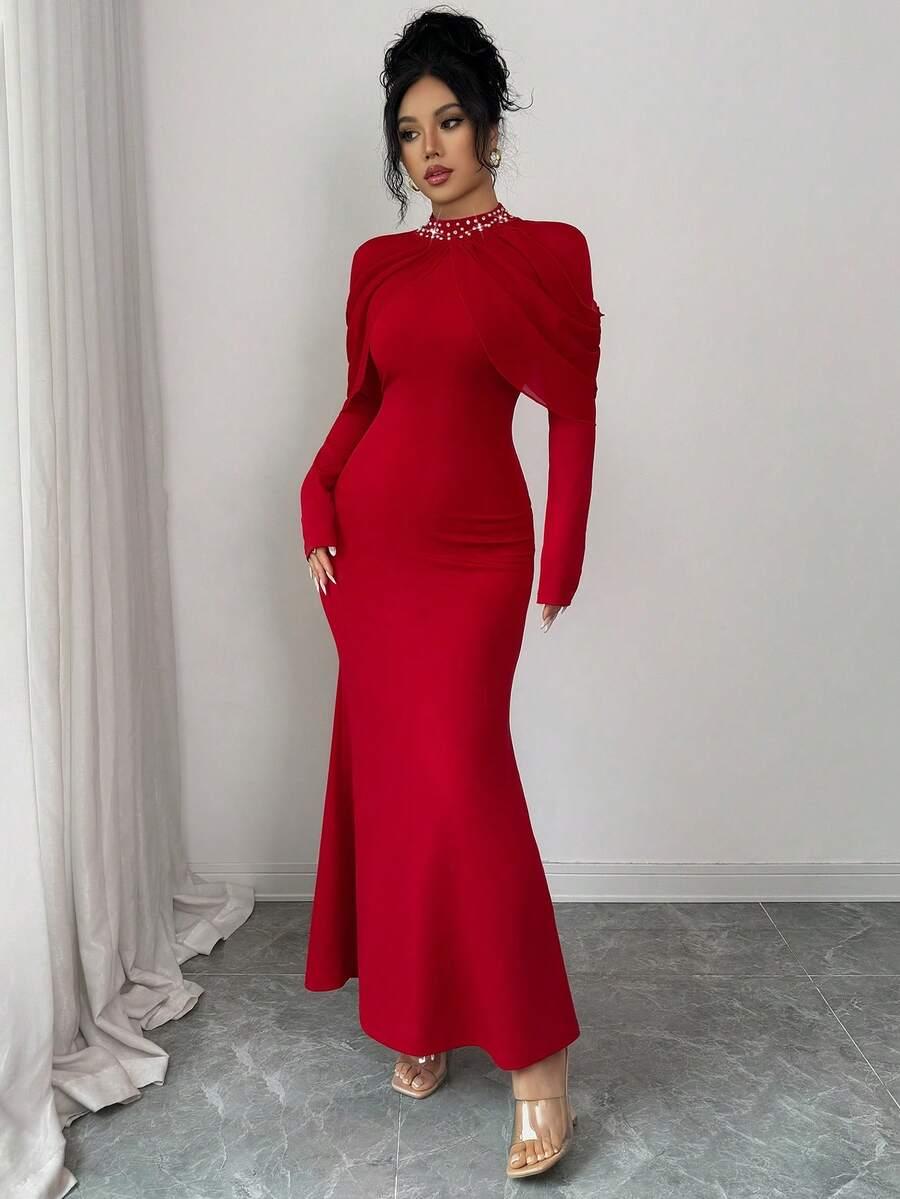 CZERWONA MAXI SUKIENKA