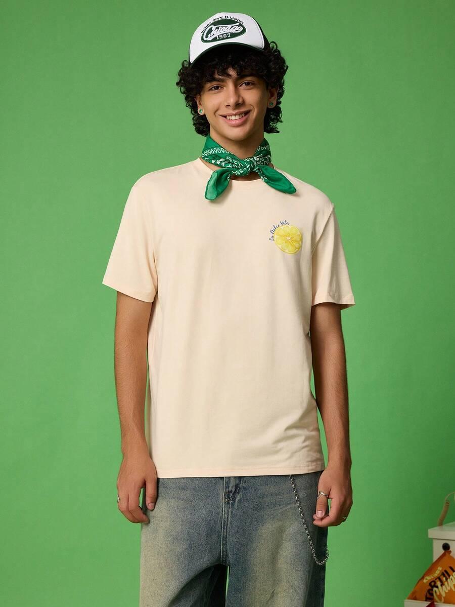 beżowy t-shirt print