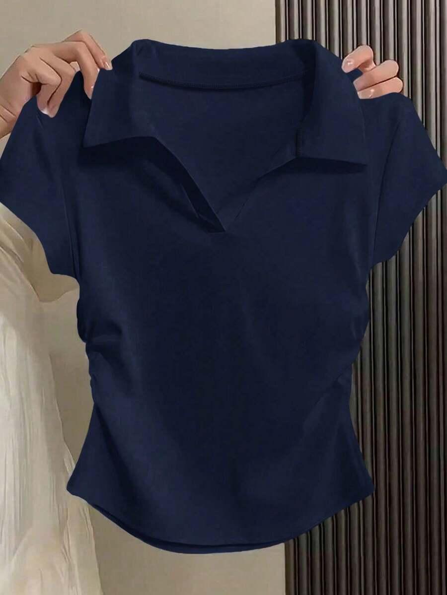niebieska bluzka krótki rękaw 