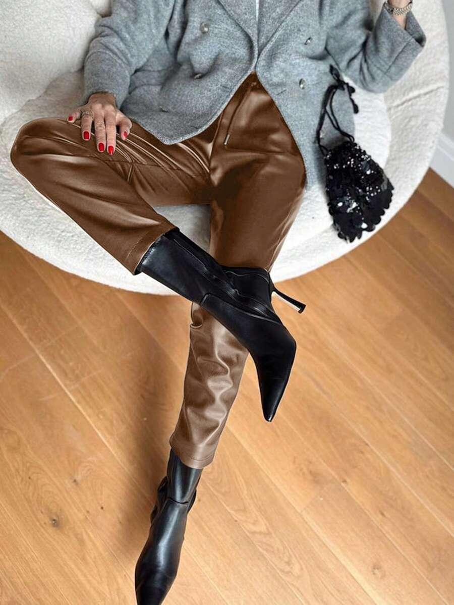 brązowe spodnie casual 