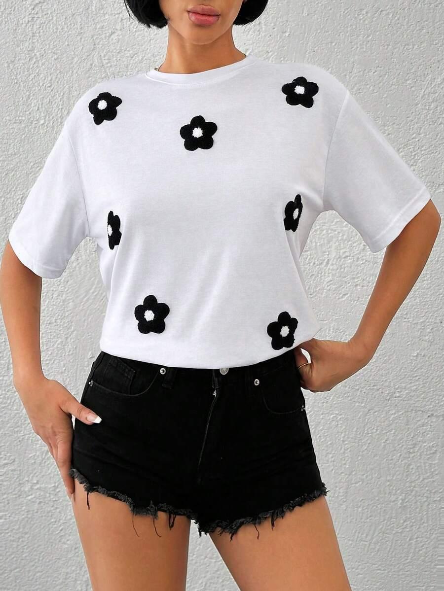 BIAŁY T-SHIRT haft