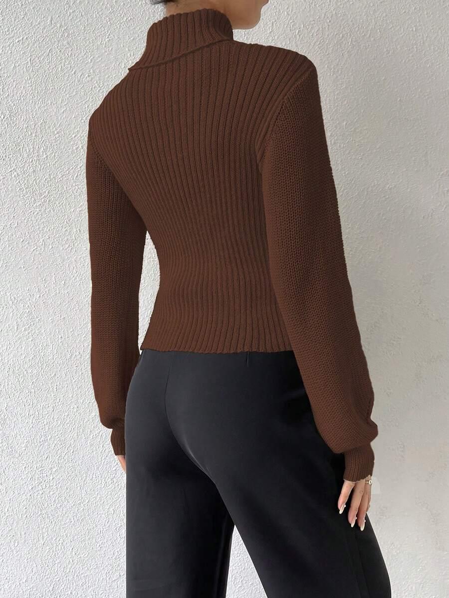 BRĄZOWY SWETER DŁUGI RĘKAW