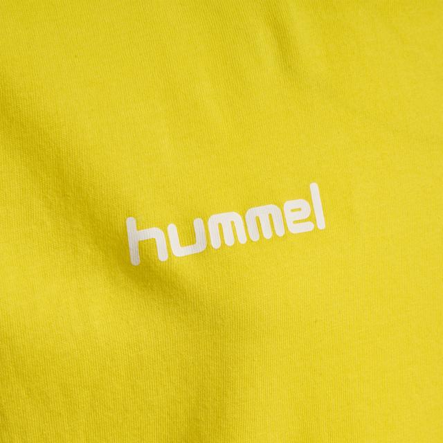 żółty t-shirt z okrągłym dekoltem logo kontrast