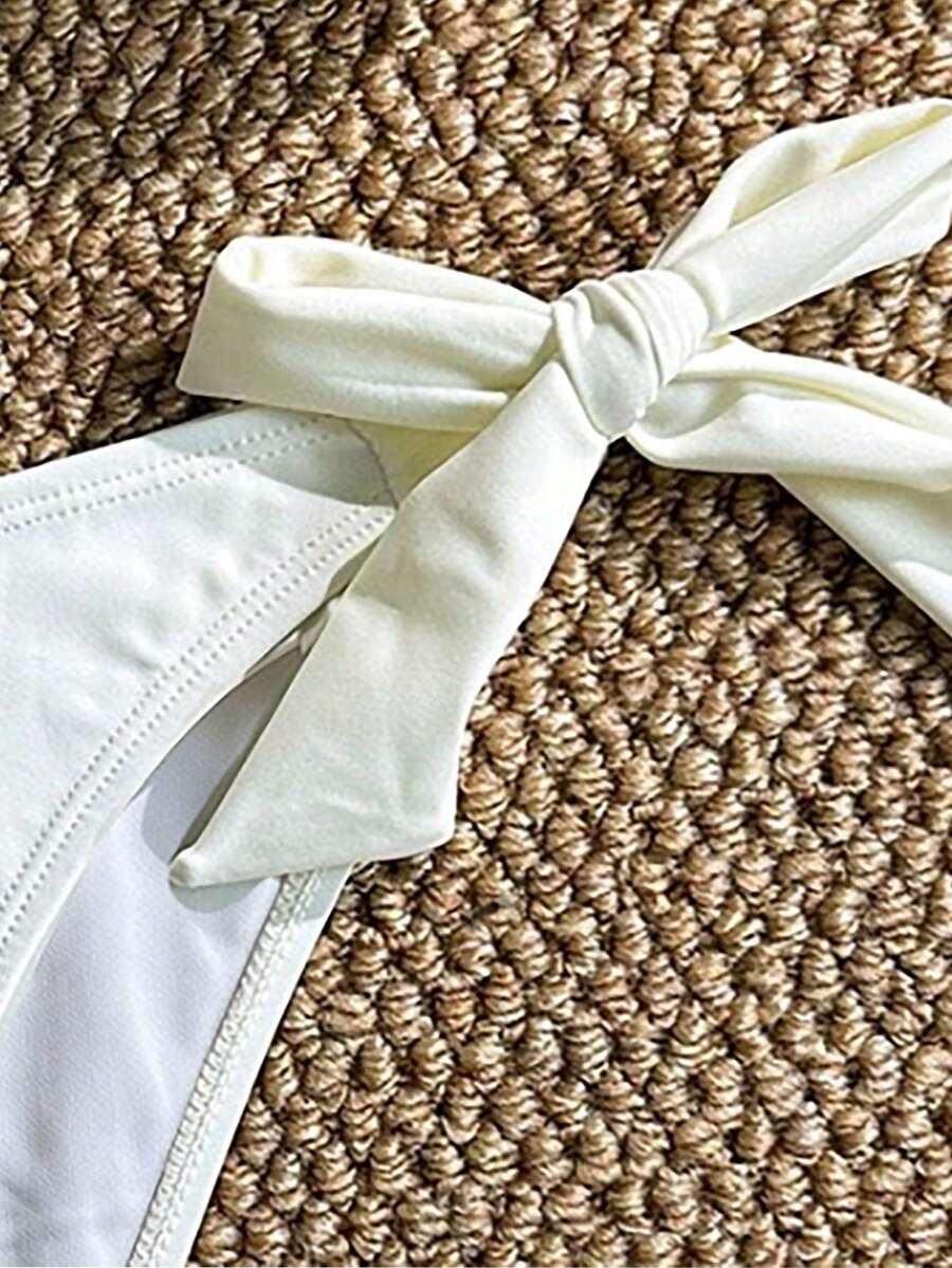 BIAŁY DÓŁ OD BIKINI WIĄZANIE