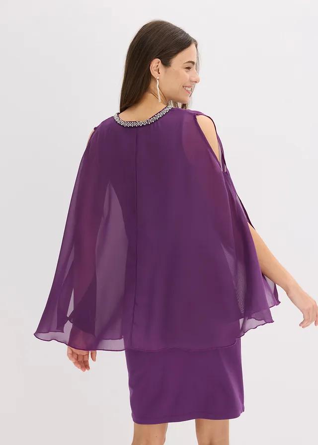 fioletowa mini sukienka v-neck