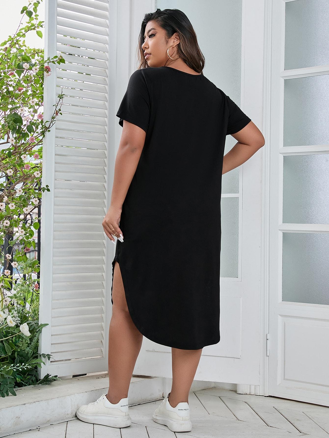 CZARNA ASYMETRYCZNA SUKIENKA V-NECK