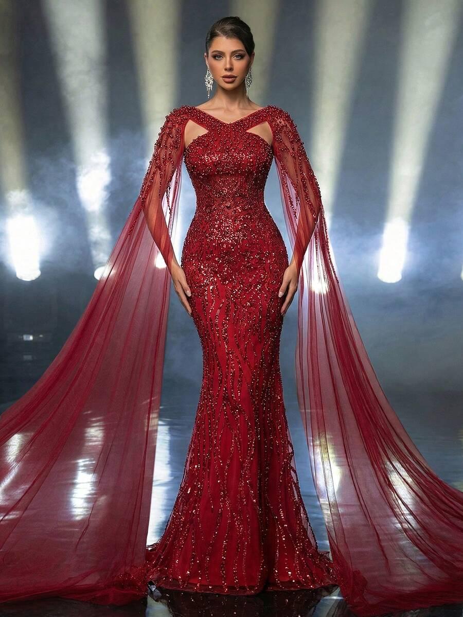 CZERWONA MAXI SUKIENKA