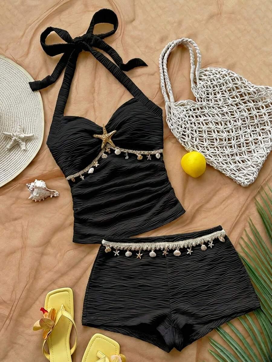TANKINI DWUCZĘŚCIOWE ZE ZDOBIENIEM
